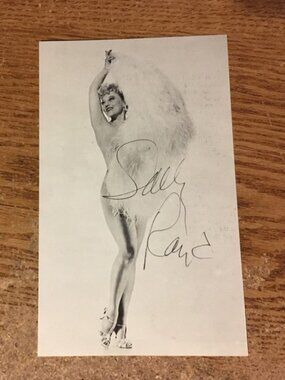 AUTOGRAPHED PHOTO BURLESQUE IN PERSON FAN DANCER SALLY RAND 1978